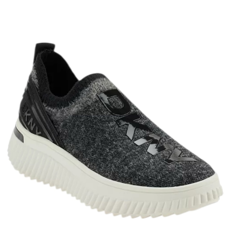 DKNY Women’s Leighton Black & Grey Slip-On Sneakers Size 8.5